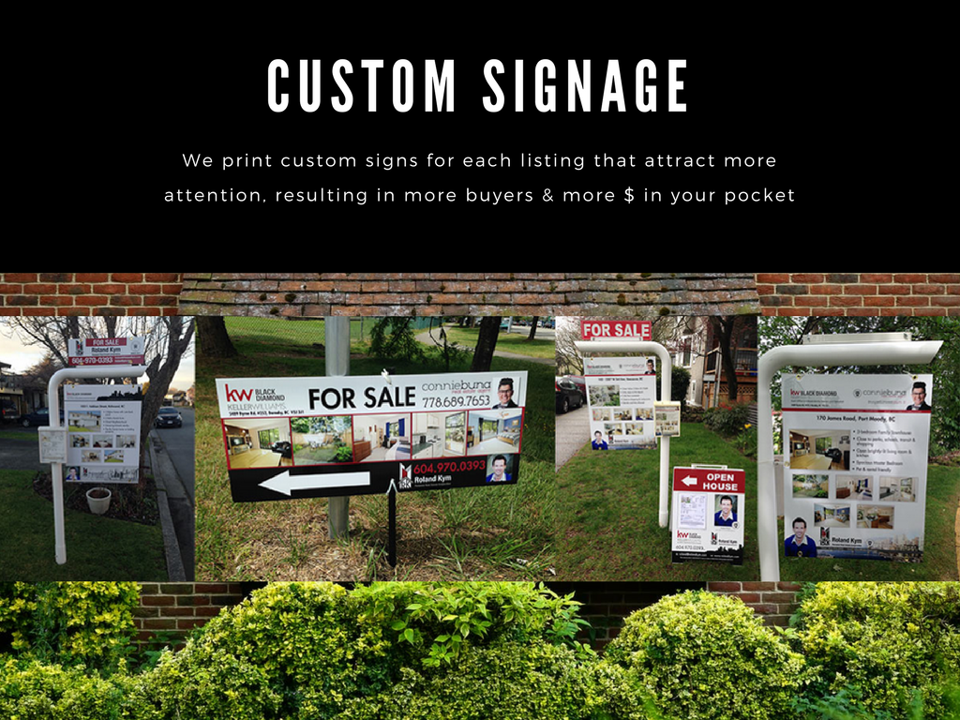 We print custom signs for each listing that attract more attention, resulting in more buyers and more money in your pocket.